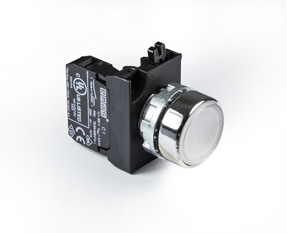 CM Series Metal 1NO Spring Flush White 22 mm Control Unit